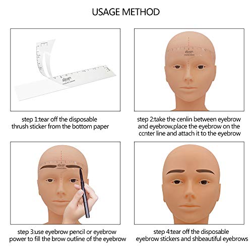 ELEVEN EVER 50Pcs Eyebrow Ruler Sticker, Disposable Eyebrow Shaping Stencils Adhesive Eyebrow Permanent Makeup Measure Tool (Lady Eyebrow)