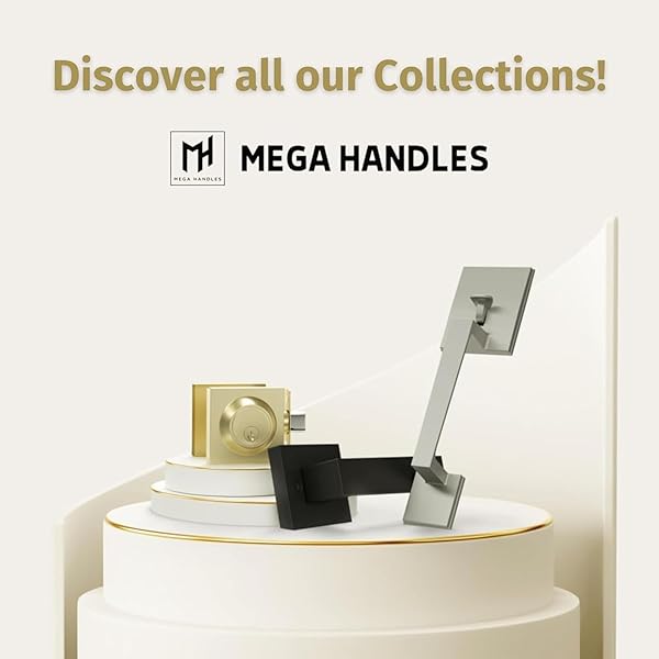 MEGA HANDLES – TOBELLE ENTRY DOOR HANDLESET IN SATIN BRASS FINISH – SINGLE CYLINDER HANDLESET WITH LEVER FOR ENTRANCE AND FRONT DOORS – MODERN DOOR HANDLES FOR LEFT AND RIGHT-HANDED DOORS