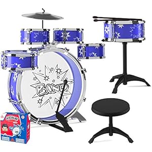 EMAAS-Kids-Jazz-Drum-Set-for-Kids--5-Drums-2-Drumsticks-Kick-Pedal-Cymbal-Chair-Stool--Ideal-Gift-Toy-for-Kids-Teens-Boys-Girls-Stimulates-Musical-Talent-Imagination-and-Creativity EMAAS Kids Jazz Drum Set for Kids – 5 Drums, 2 Drumsticks, Kick Pedal, Cymbal Chair, Stool – Ideal Gift Toy for Kids, Teens, Boys & Girls - Stimulates Musical Talent Imagination and Creativity
