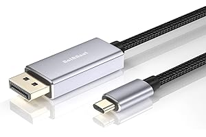 8K USB-C to Displayport Cable 6FT/1.8M, BolAAzuL Braided Thunderbolt 3/USB Type C to DP 1.4 Video Adapter Cord 8K@60Hz 4K@144