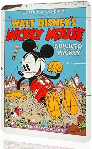 Wall Sign Mickey Mouse Walt Disney Gulliver Poster Memorabilia Retro Vintage Rusted