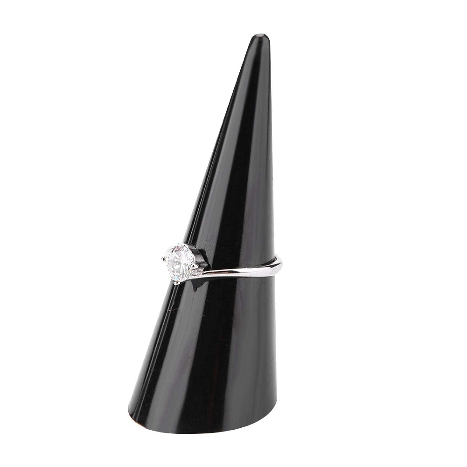 5PCS Plastic Finger Cone Ring Stand, Single Finger Display Ring Holder Showcase Stand Jewelry Rings Organizer, White or black Ring Showing Organizer Exhibition Stand (Black)