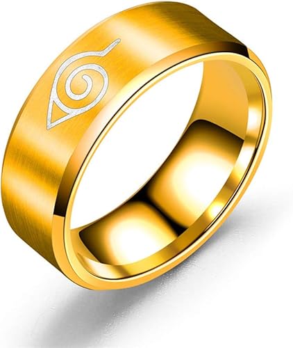 Amazon Wernerk アニメナルト疾風伝 チタンスチールリング メンズ ナルトカートゥーンキャラクター ロゴ刻印 フィンガーリング ファッションジュエリー チェーン付き アニメファンへのギフトに 10 リング 通販
