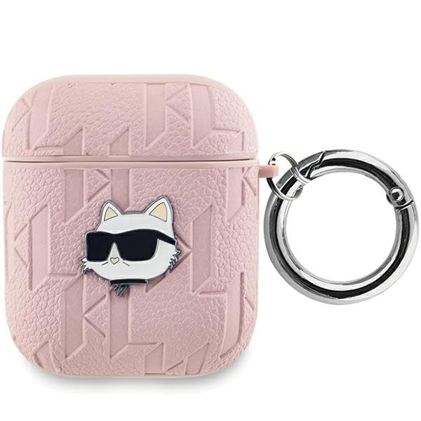 CG Mobile Karl Lagerfeld KLA2PGCHPP Case for AirPods 1/2 Pink Monogram Choupette Head