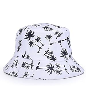 Tropical Coconut Palm Tree Printed Bucket Hat Beach Vocation Sunhat Cap