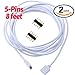 Glarks 2Pcs 8ft / 2.5M Long 5-Pins Extension Connect Cable Wire and With 4Pcs 5-Pins Plug Connectors for RGBW 5050 LED Strip Lights (2.5m / 2pcs)