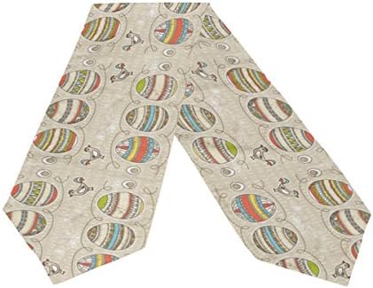 Yuihome Double-Sided Easter Bunny eggs Floral Polyester Table Runner 13 x 70 Inches Long Multicolor Table Top Decoration