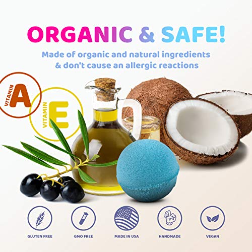 Organic Bath Bombs with SUPERHERO TOYS inside for Kids - Natural and Safe Bath Bombs with Essential Oils - Surprises Inside - Great Gift Set for Boys and Girls