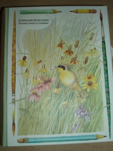 Marjolein Bastin Bird with Flowers/grasses Designed Blank Inside Note Card Set