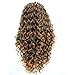 ANOGOL Hair Cap+ Mixed Brown Lace Front Wig for Women Girls Long Brown Curly Wig Deep Wavy Highlight Synthetic Wig Natural Hairline Spiral Curls Wigs for Women Daily Use