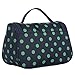 Yeiotsy Travel Cosmetic Bag – Polka Dots Makeup Travel Organizer, Hanging Toiletry Bag for Women (Navy Blue)