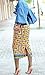 Ermonn Women African Print Knee Length Skirt Slim Fit Midi Pencil Skirt Navy
