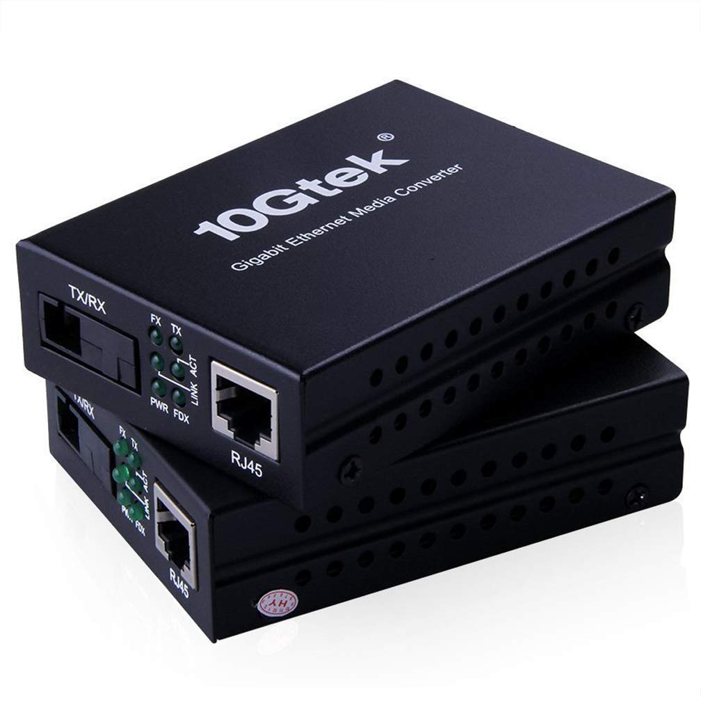 A Pair of Gigabit Ethernet Single-Mode SC Fiber Media Converter, Built-in Bidi SFP LX Fiber Module, 1310nm/1550nm, SMF, up to 20-KM, SC Fiber to 10/100/1000Base-TX (UTP/STP/Cat5e/Cat6 RJ45)