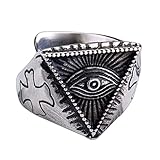 Moluss® Men's 316L Stainless Steel Vintage Divine All Seeing Eye Of God Cross Ring