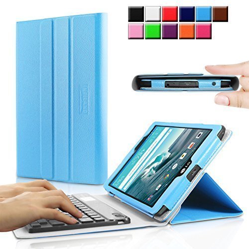 LG G PAD X8.3 Keyboard Case - Infiland Slim SmartBook Stand Cover with Magnetically Detachable Wireless Bluetooth Keyboard for LG G PAD X 8.3 Inch 4G LTE Verizon Tablet(G PAD X8.3 VK815 Only,Blue)