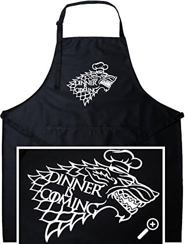 Game of Thrones Apron with House Stark Sigil by StarkWorks - Kitchen Apron for Game of Thrones Fans - Multi-Purpose Dinner is Coming House of Stark Apron - Universal Size Apron with Funny GoT Design
