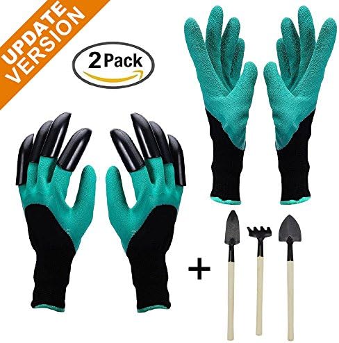 Garden Genie Gloves with Claws Waterproof by Flinelife Right Left Hand Fingertips for Men Women or kids Easy to Dig and Plant Safe for Rose Pruning Gloves Mittens Digging gloves(Claws on EACH Hand)