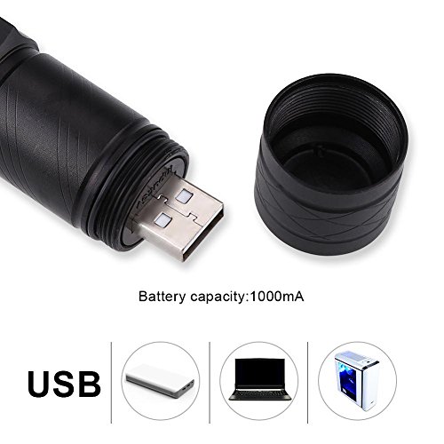 Flashlight,Ultra Bright High Lumen LED Tactical Flashlight USB Rechargeable XPE Mini Handheld Flashlight， USB Recharge Fake Currency Torch Flashlight(Red light) - Thumbnail 3