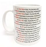 Ceramic Coffee Mug Grammar Expletive and Rude Mugs Middle Finger Cute Mugs - Funny Saying Flip Off Porcelain Coffee Cup with White, 11Oz by Busen