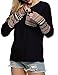POGTMM Women Long Sleeve O-Neck Patchwork Casual Loose T-Shirt Blouse Tops (XXXL, Black)