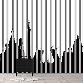 Wall Murals for Bedroom Abstract Black and White Building Removable Wallpaper Peel and Stick Wall Stickers - 66x96 inches