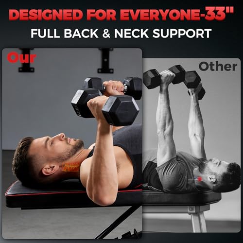 Adjustable Weight Bench, Full Body Workout Strength Training Bench Press Foldable Incline Decline Bench Sit Up Exercise Equipment for Home Gym with Dual Bands