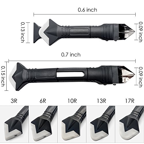 Haoguo 3 in 1 Slilcone Caulking Tools, Sealant Removal Tool with 5 Pieces Tool Kit