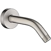 BRIGHT SHOWERS 6 Inch Brass Shower Arm with Flange Shower Pipe Arm for Wall Mount Fixed and Handheld Shower Head, Brushed Nic