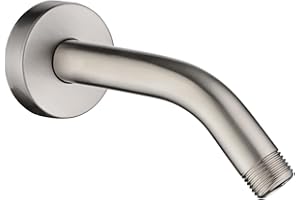 BRIGHT SHOWERS 6 Inch Brass Shower Arm with Flange Shower Pipe Arm for Wall Mount Fixed and Handheld Shower Head, Brushed Nickel