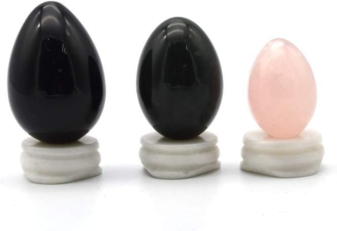 Yoni Eggs for Women, Undrilled Jade Eggs More Safer and Healthier, PC Muscles Training and Kegel Exercise Tools, 3pcs Massage Healing StoneBlack Obsidian,Nephrite Jade and Rose Quartz
