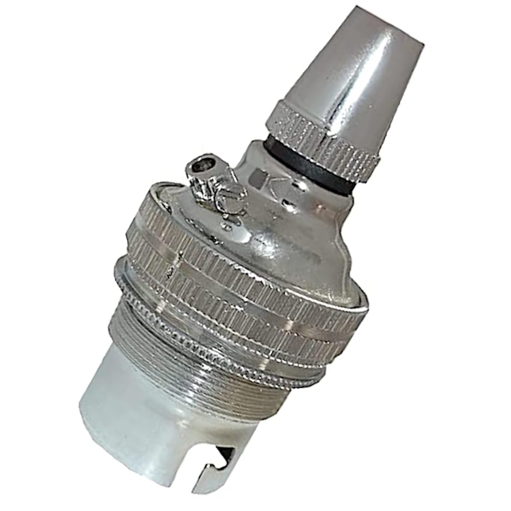 1 Pack Traditional Earthed Solid Brass Lampholder with Shade Retaining Ring and Metal Cord Grip | Silver Nickel Finish - lacquered | B22|B22D | Bayonet Cap