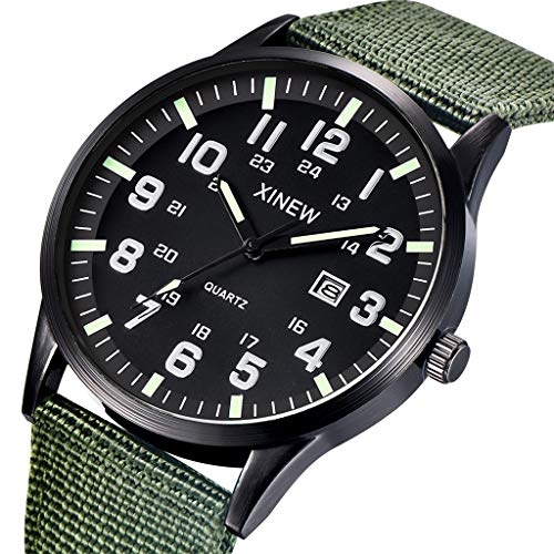 2019 Summer Deals ! Men Boy Round Dial Nylon Strap Band Military Date Quartz Wrist Watch Gift Wrist Watch for Men Under 10