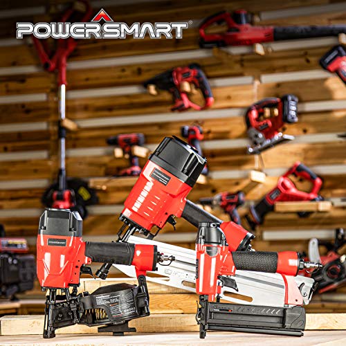 Clavadora POWERSMART Brad, clavadora neumática 2 en 1, compatible con calibre 18, 5/8 pulg. A 2 pulg., Pistola de clavos neumática de 100 sujetadores, 300 clavos Brad, 200 grapas de corona incluidas, PS6130 Clavadora POWERSMART Brad, clavadora neumática 2 en 1, compatible con calibre 18, 5/8 pulg. A 2 pulg., Pistola de clavos neumática de 100 sujetadores, 300 clavos Brad, 200 grapas de corona incluidas, PS6130