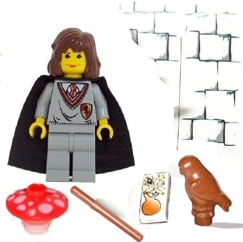 Lego Hermione Mini Figure Includes (Owl &amp; Mushroom Color May Vary), Wand &amp; Magic Brick (Vintage)