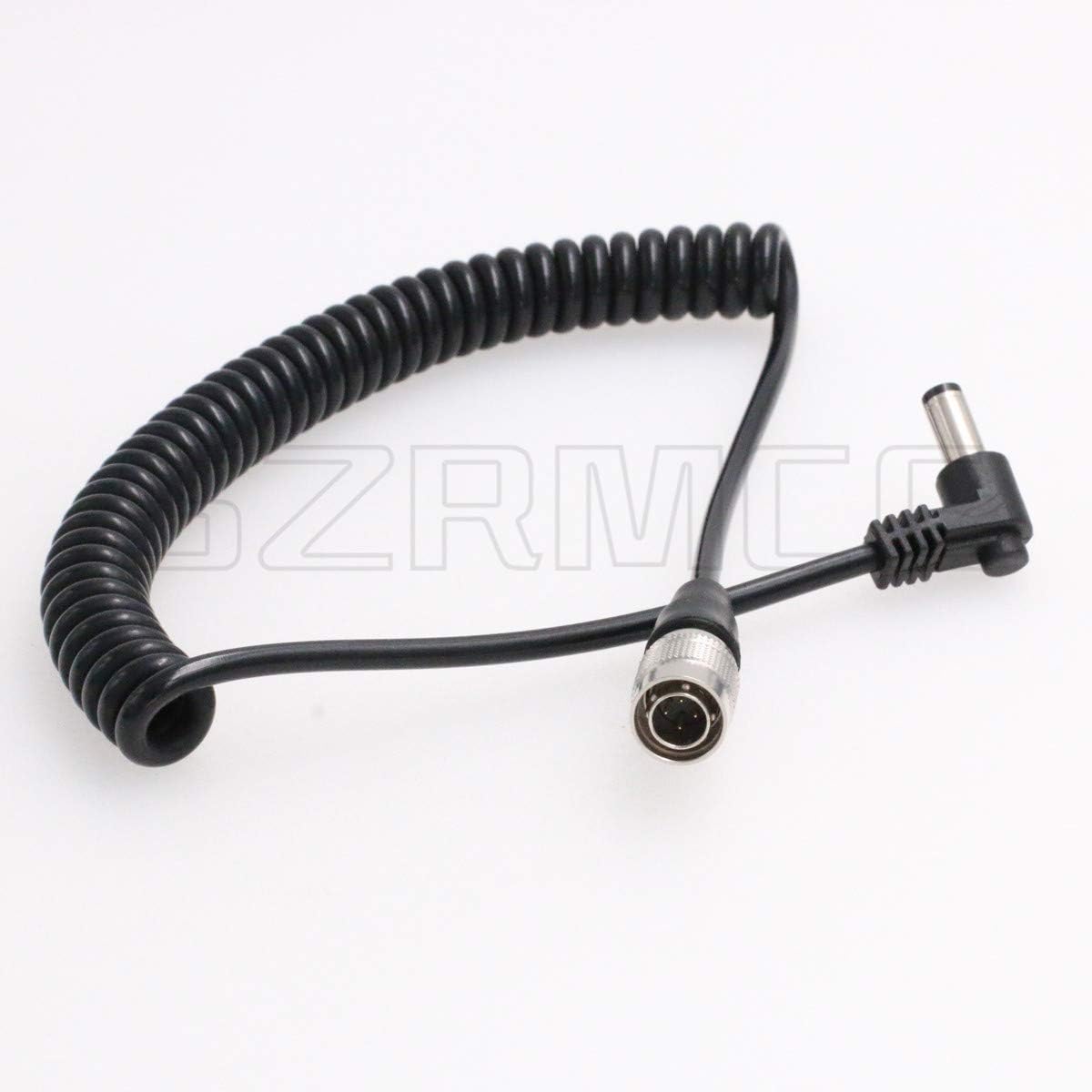 SZRMCC DC 5.5X 2.5mm to Hirose 4 pin Male Coiled Power Cable for Sound Devices 688 644 633,Recorder Zoom F4 F8 (Straight 4pin to Elbow dc2.5)