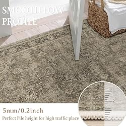 WondRg 9x12 Washable Brown Vintage Area Rug for