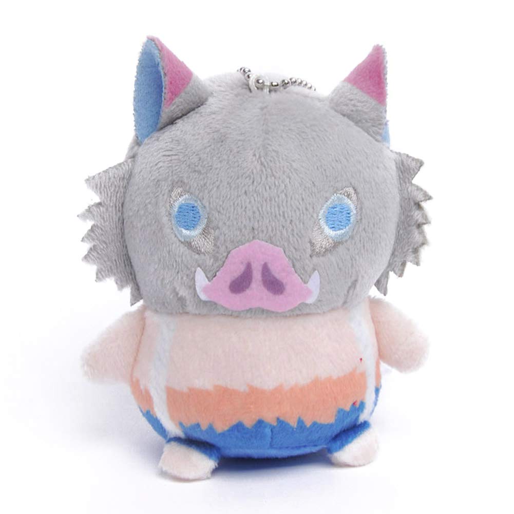 Raleighsee Demon Slayer: Kimetsu no Yaiba Keychain Cute Cartoon Characters Plush Key Rings Stuffed Pendant Bag Accessories Anime Fans Gift(9cm Inosuke)