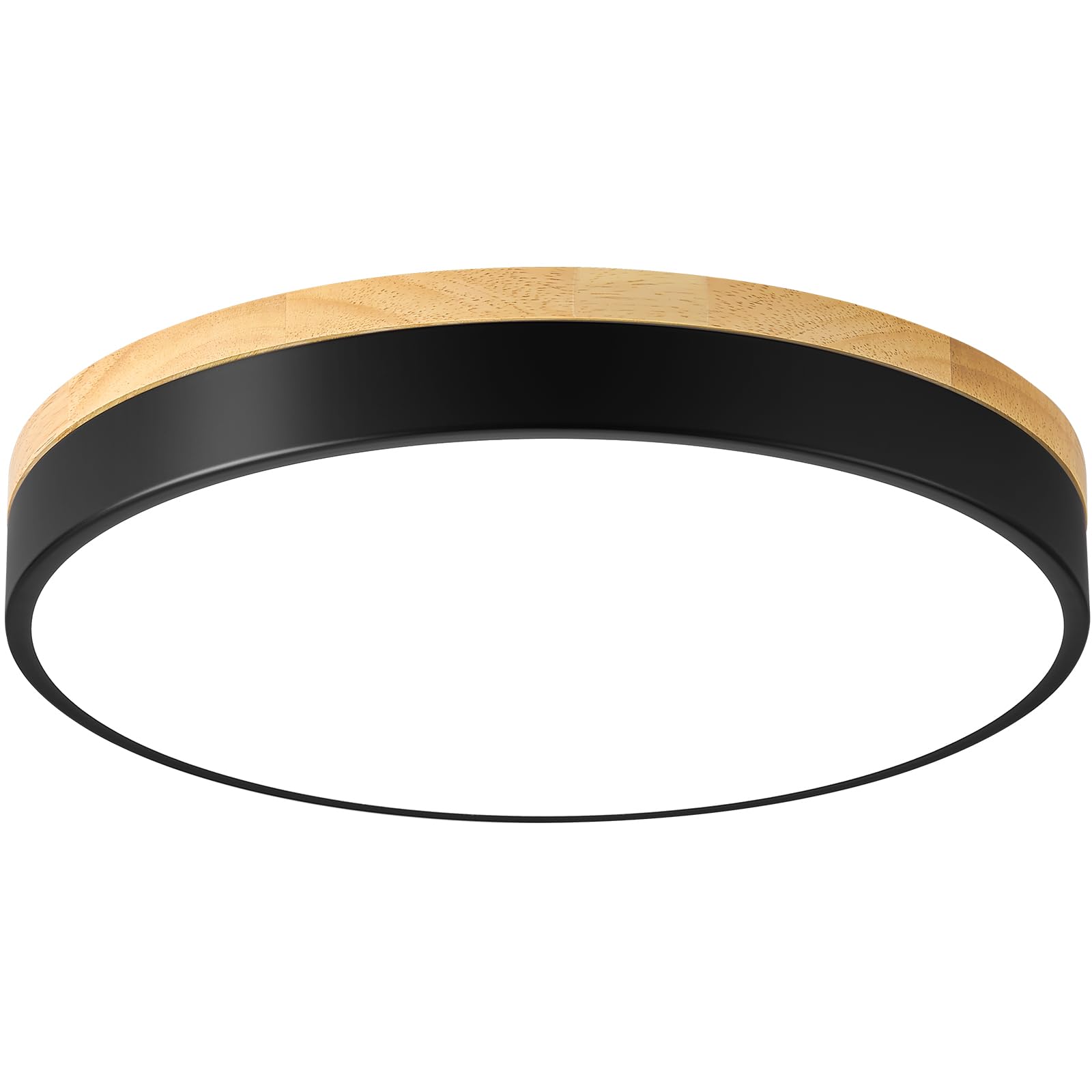 Photo 1 of YURNYQ Dimmable Wood LED Ceiling Light Fixture, Black Round Low Profile Flush Mount Ceiling Lighting, Modern 5CCT 2700K-6000K Ceiling Lamp for Living Room Hallway Kitchen Bedroom, 15.8in