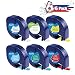 Compatible DYMO Letratag Refills Plastic Label Tape 1/2 Inch x 13 Feet, for Dymo LetraTag Label Maker LT-100H LT-100T QX50, Combo Set 91330 91331 91332 91333 91334 91335, 6-Pack