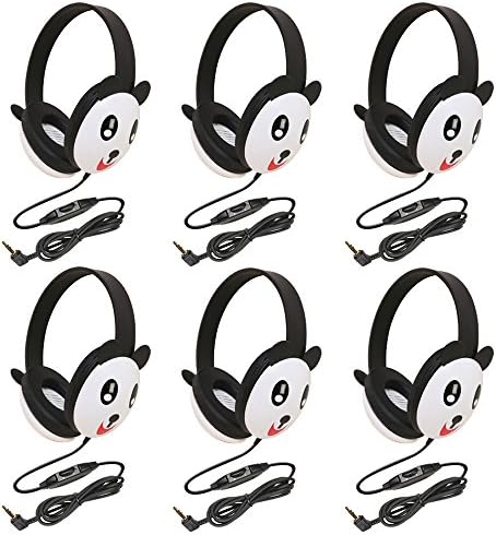 Califone 2810-PA Panda Motif Listening First Stereo Headphone (Pack of 6), Adjustable Headband Comfortable for Extended wear, Specifically Sized for Young Children