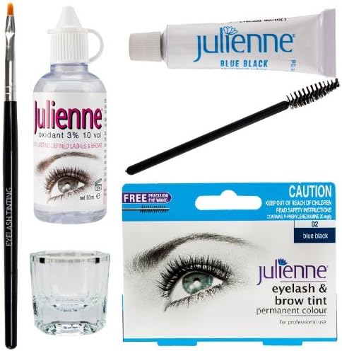 Julienne Eyelash Eyebrow Tint Tinting Kit Dye Blue Black Tint Brush Dish Oxidant by Julienne