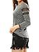 Allegra K Women's Mesh Panel Raglan Sleeve Loose Casual T Shirt L Heather Grey