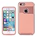 iPhone 7 Armor Case, Moonmini Shockproof Anti Slip Ultra Slim Light Weight Back Cover TPU + PC Dual Layer Hybrid Protective Case (Rose Gold + Pink)