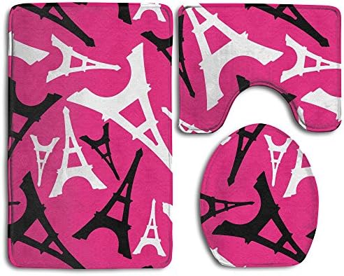3 Piece Set Non-slip Bathroom Rug Flannel Shower Mat Machine-Washable Bath Mats With Water Absorbent Soft Memory Foam - PARIS