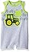 John Deere Baby Boys' Romper, Heather Grey/Lime Green, 3/6M