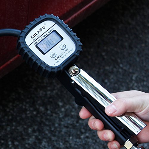 Digital Tire Pressure Gauge - Classic Portable Accurate Air Tire Inflator Pumping Gun with Rubber Hose and Quick Connecter Plug for All vehicles Car Truck Motorcycle Bike - Thumbnail 6
