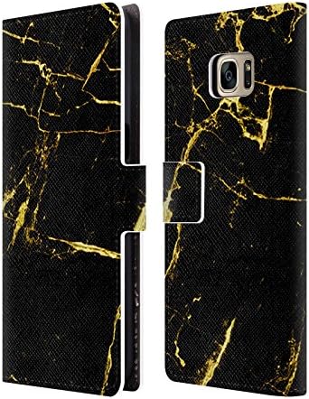 Official Haroulita Black And Gold Marble Leather Book Wallet Case Cover For Samsung Galaxy S7 edge
