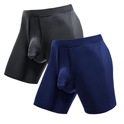 Ouruikia Men's Underwear Boxer Briefs Anti-Chafing Long Leg Mens