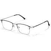 IGnaef Natural Crystal Stone Lenses Reading Glasses with Clear Real Glass Lenses Blue Light Blocking & UV Protection IF2222