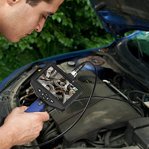 Industrial Endoscope, ScopeAround Dual Lens 4.3 Inch Screen Inspection Camera 1080P HD Waterproof Borescope with 6 Adjustable LED Lights, 2600mAh Battery, Tool Box (5m/16.5ft)